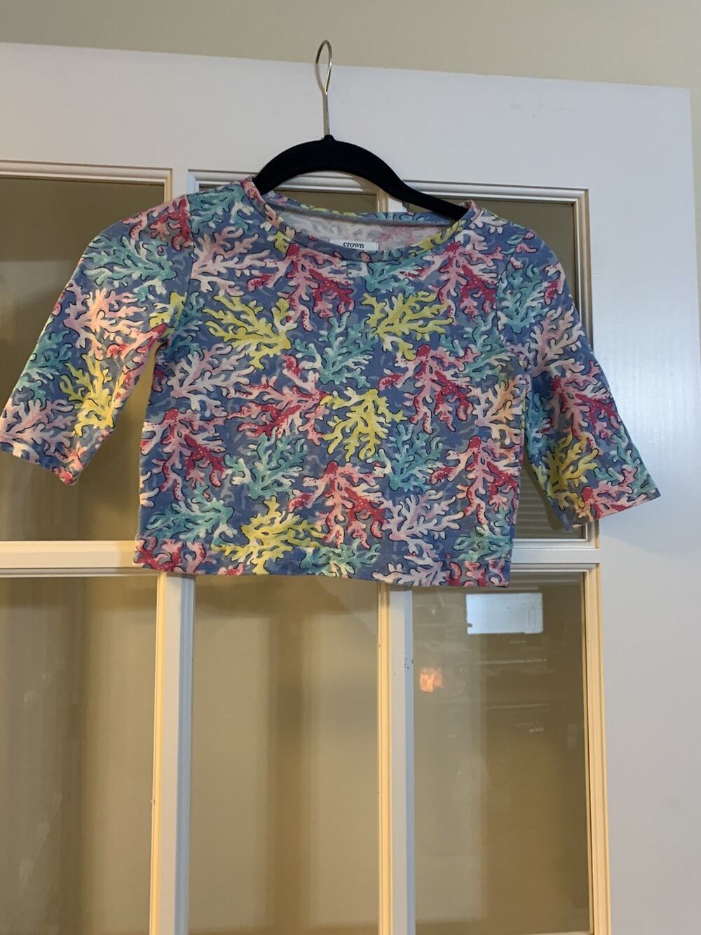 Crown and ivy kids colorful short sleeved coral shirt girls size 6x
